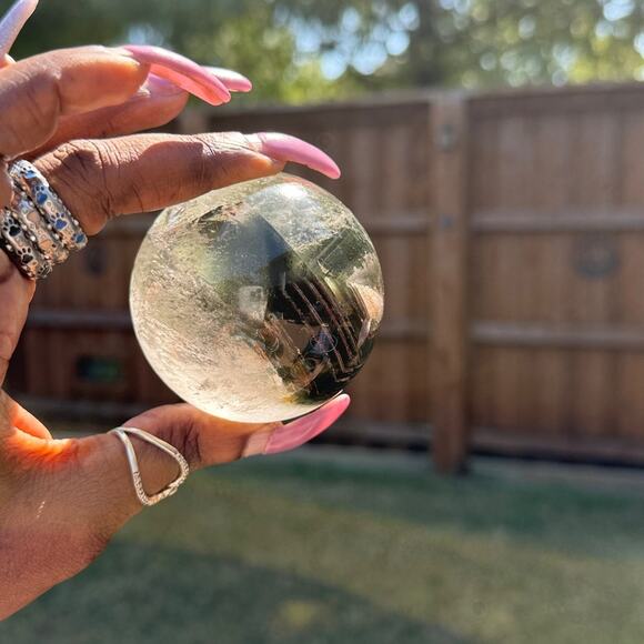 Lodolite (Garden or Phantom Quartz) Crystal Sphere 65.6MM,All Products : American Fashion Style Bags On Sale